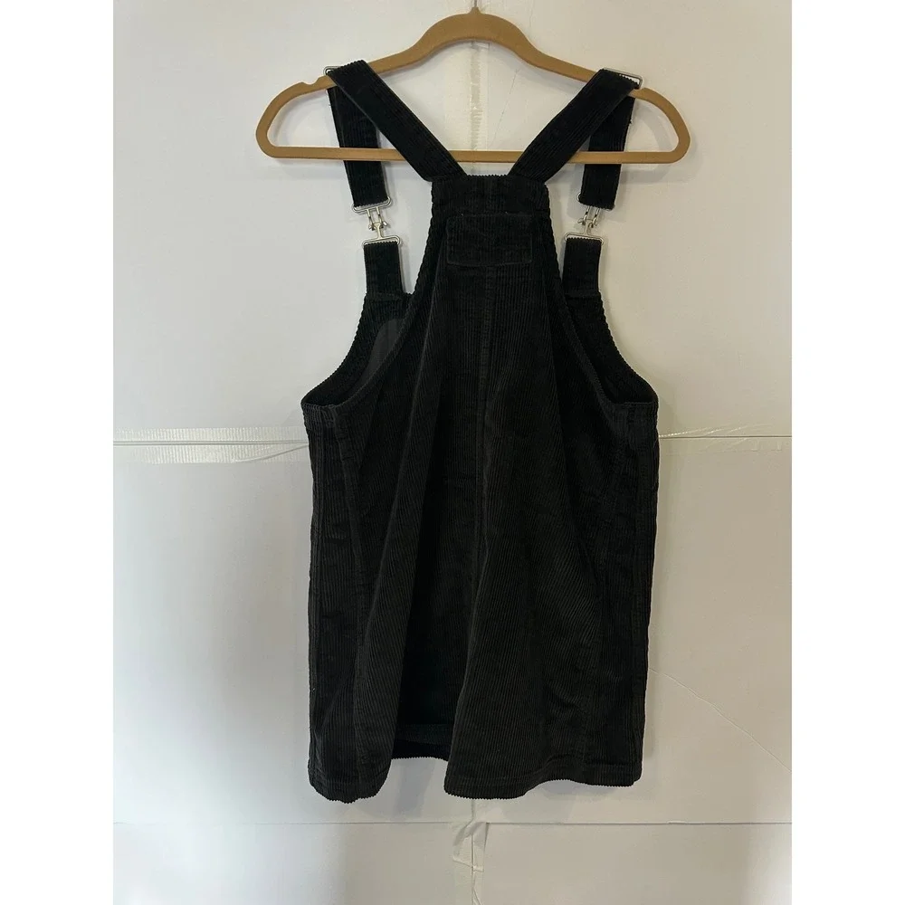 Bohme Corduroy Mini Dress Overalls with Pockets Black XS